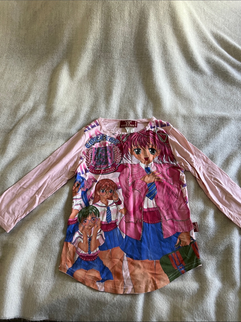 Pink Anime Graphic Long-Sleeve Kids Top
